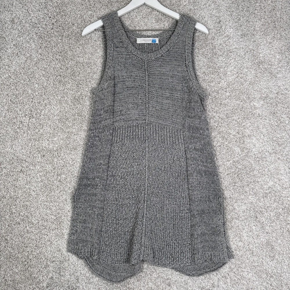 Anthropologie Sparrow Sweater Top Women M Gray Chunky Knit Sleeveless Round Neck